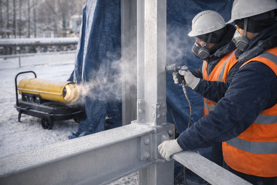 Огнезащитные работы в мороз и межсезонье