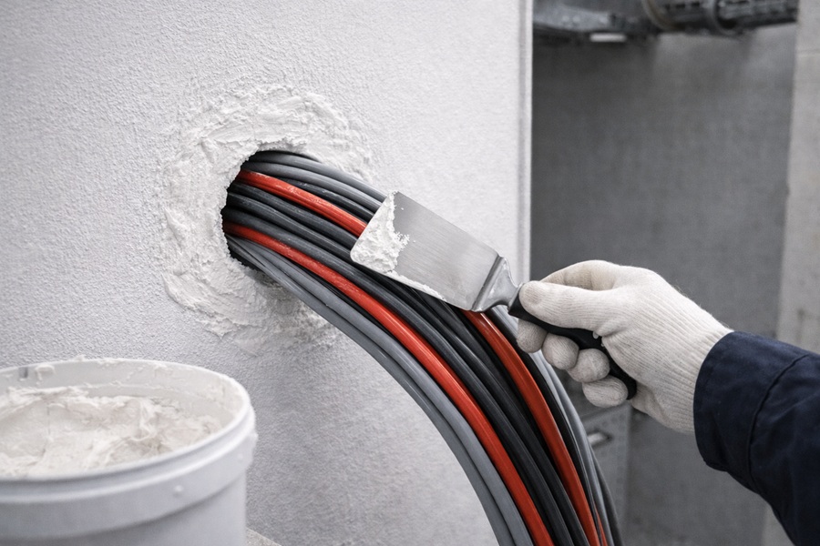 Огнезащита кабельных проходок через стены и перекрытия