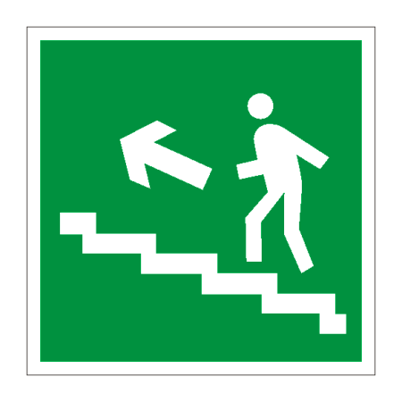 Знак безопасности «Направление к эвакуационному выходу по лестнице вверх (правосторонний)