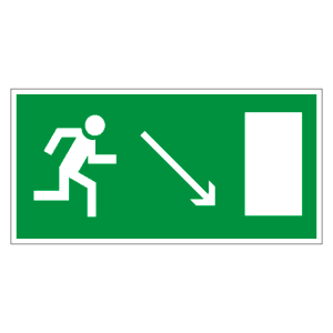 Знак указатель выхода «Направление к эвакуационному выходу направо вниз»