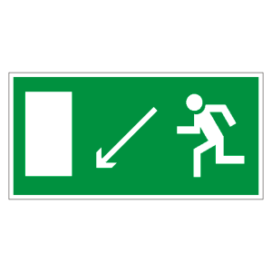 Знак безопасности Направление к эвакуационному выходу налево вниз