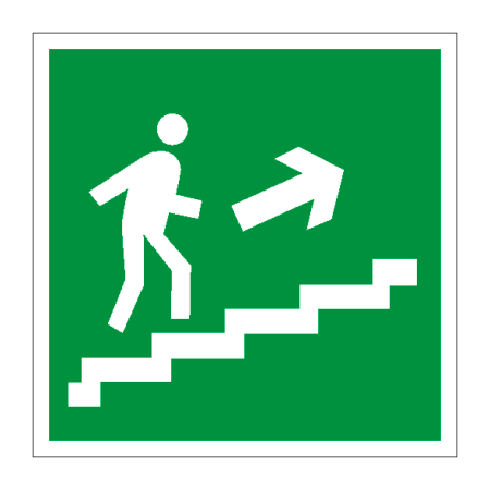 Знак Направление к эвакуационному выходу по лестнице вверх (левосторонний)